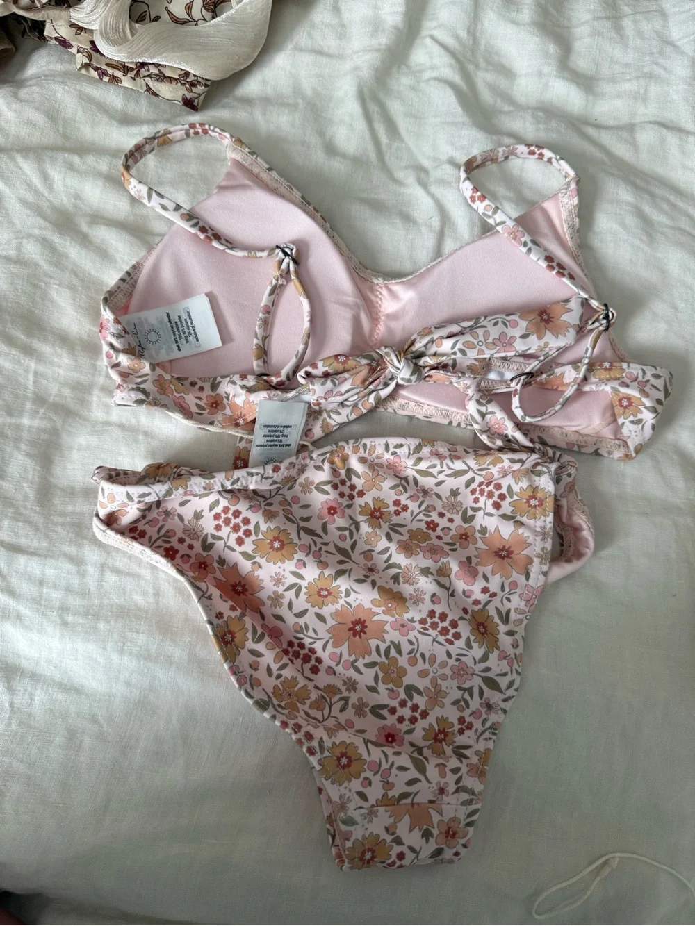 Rylee + Cru Pink Floral Two-Piece Swim Set